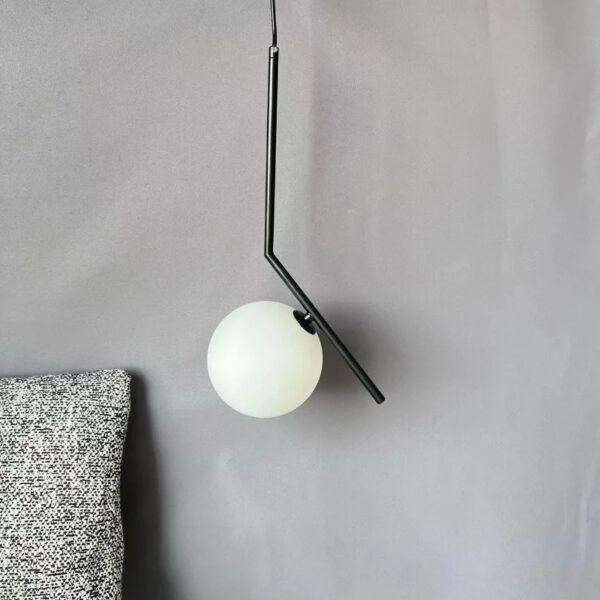 Luminária Pendente Globo de Vidro Com Suporte de Alumínio - Imagem 3