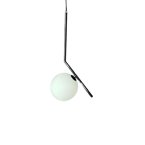Luminária Pendente Globo de Vidro Com Suporte de Alumínio