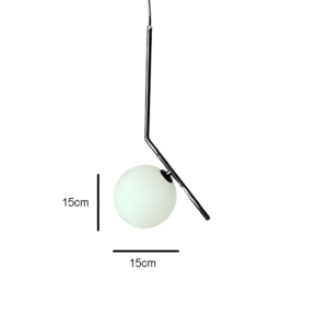 Luminária Pendente Globo de Vidro Com Suporte de Alumínio