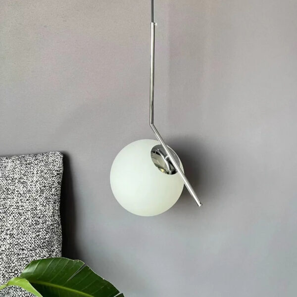 Luminária Pendente Globo de Vidro Com Suporte de Alumínio - Imagem 5
