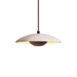 Luminária Pendente em Madeira e Pedra