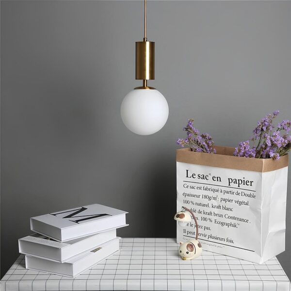 Lustre Moderno Com Esfera de Vidro - Imagem 2