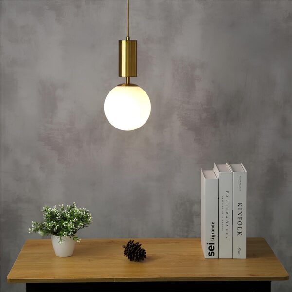 Lustre Moderno Com Esfera de Vidro - Imagem 3