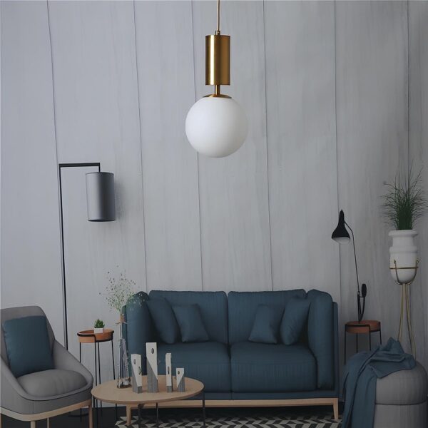 Lustre Moderno Com Esfera de Vidro - Imagem 5