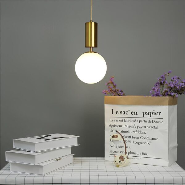 Lustre Moderno Com Esfera de Vidro - Imagem 7