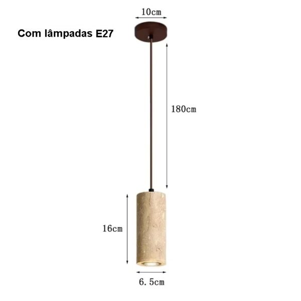 Lustre pendente retrô travertino - Imagem 6